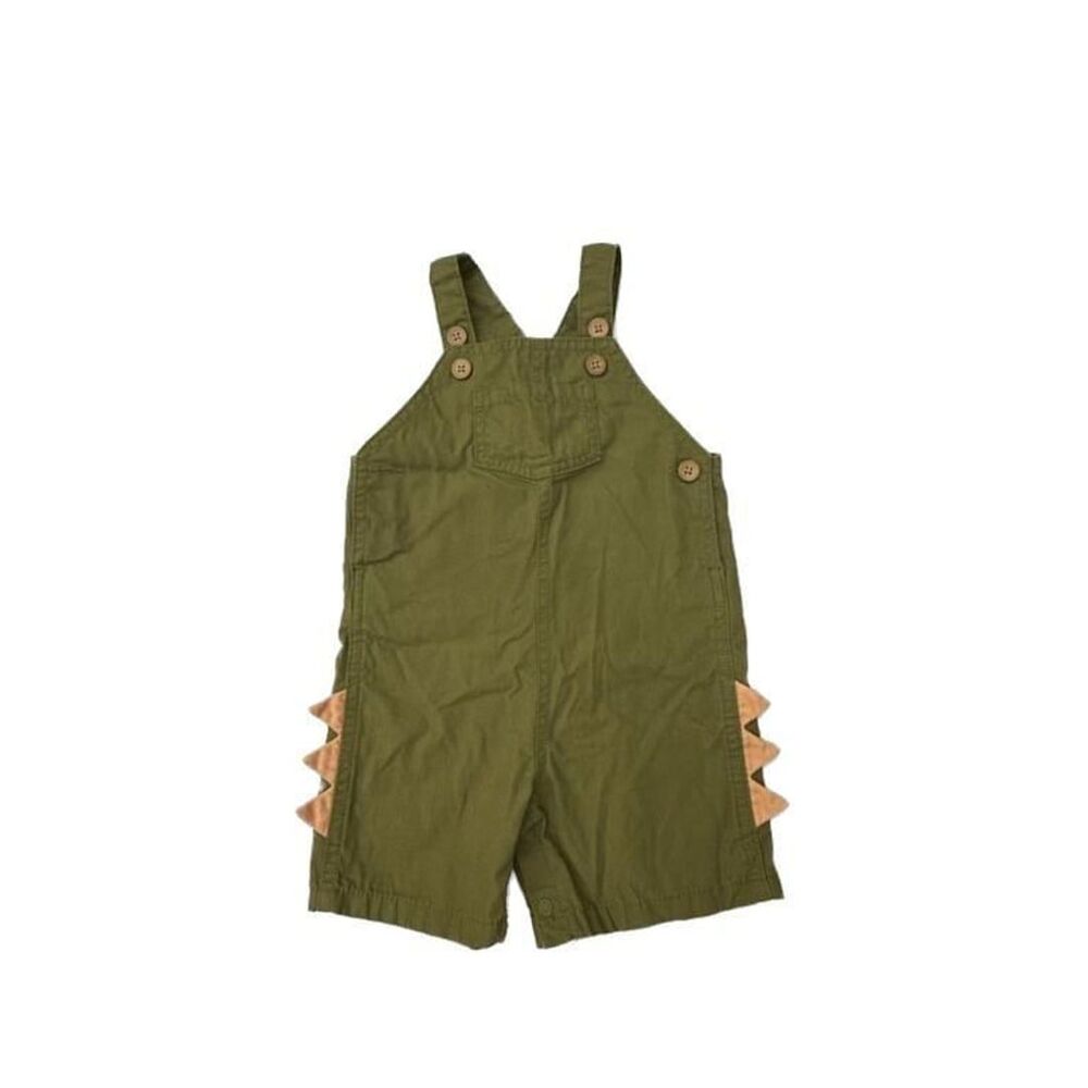 Carter's Baby Boy Dinosaur Olive Green Canvas Short Overalls